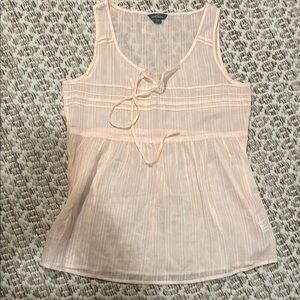 New no tags Eddie Bauer  Sheer Peach/ pink Tie-Front Sleeveless sheer blousy top